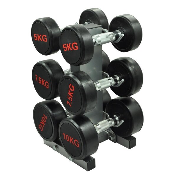 Total 45kg - Rubber Coated Dumbbell Weight Set - Commercial Grade