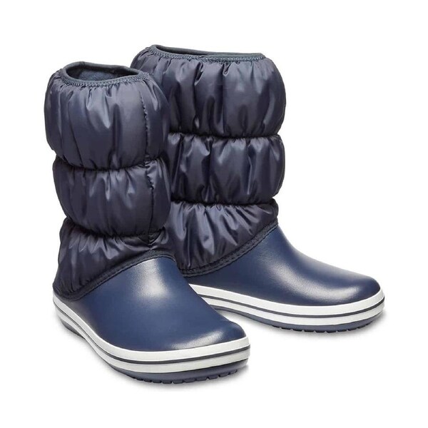 Crocs Womens Winter Puff Boot Puffer Shoes - Navy/White US W6