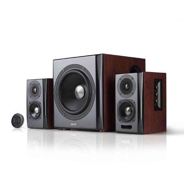 Edifier S350DB Bookshelf Speaker and Subwoofer 2.1 Speaker System Bluetooth v5.0 aptX Wireless Sound For Computer Rooms, Living Rooms and Dens