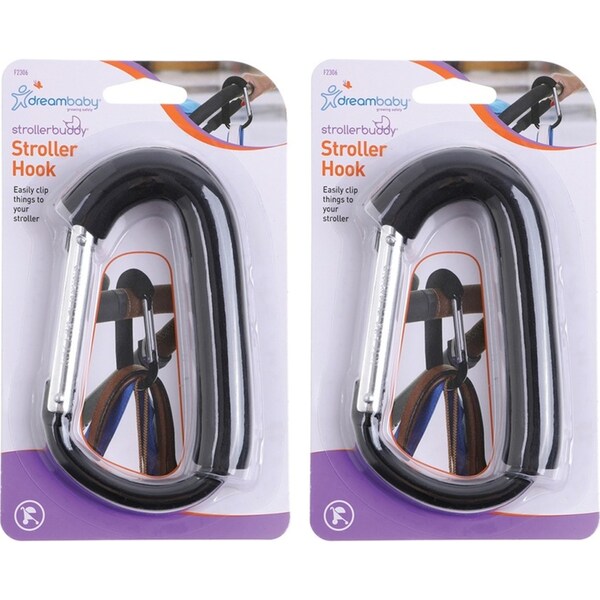 2PK Dreambaby Carry Clip Hook Carabiner For Stroller/Pram Shopping Trolley Black