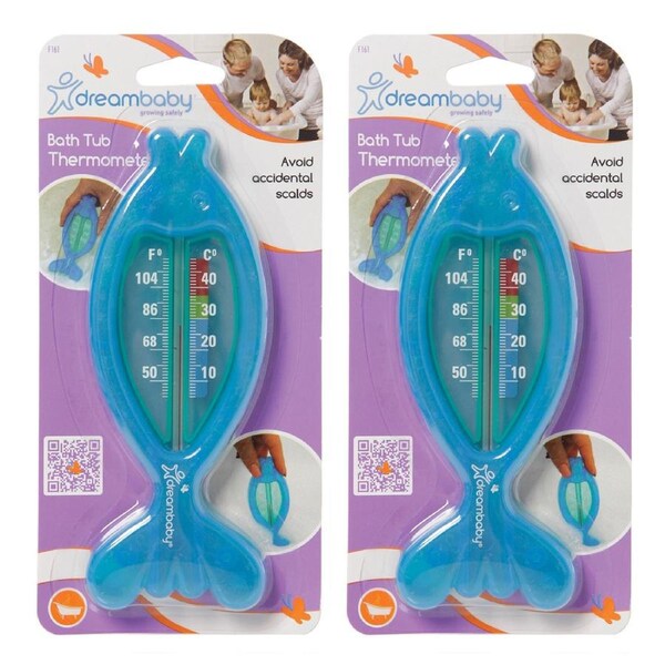2PK Dreambaby Bath Tub Bathing/Shower Thermometer Fish Safety Protection Blue