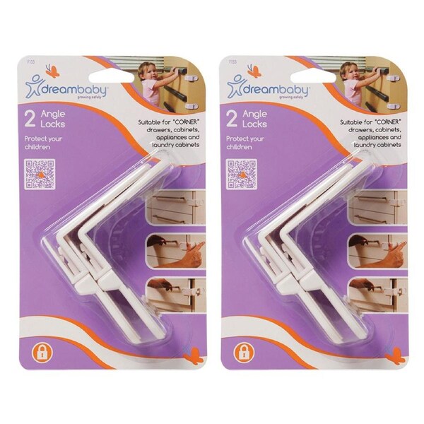 4x Dreambaby Baby/Toddler Safety/Protection Cabinet/Drawer Angle Lock/Latch WHT