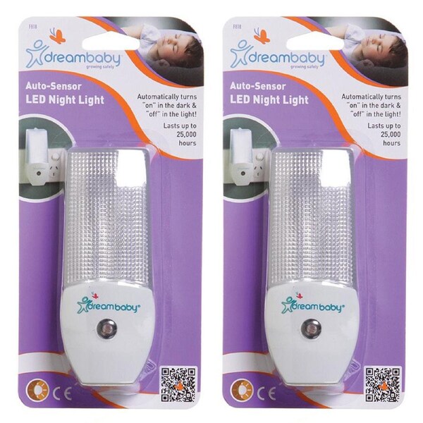 2x Dreambaby Auto Dark Detect Sensor Infant/Baby Nursery LED Night Light 11cm