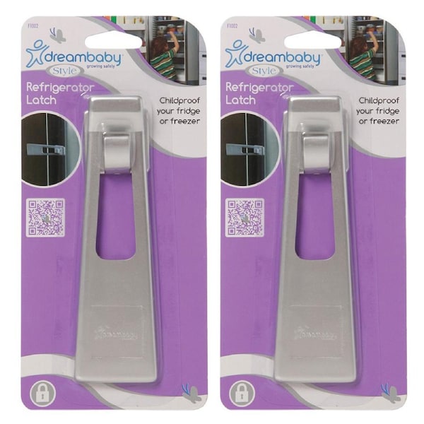 2x Dreambaby Refrigerator/Appliance Cabinet/Drawer Latch/Lock Baby Safety Silver