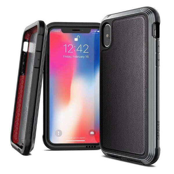 X-Doria Defense Lux DropSd Case Protection Cover For iPhone XS Max Black Leather