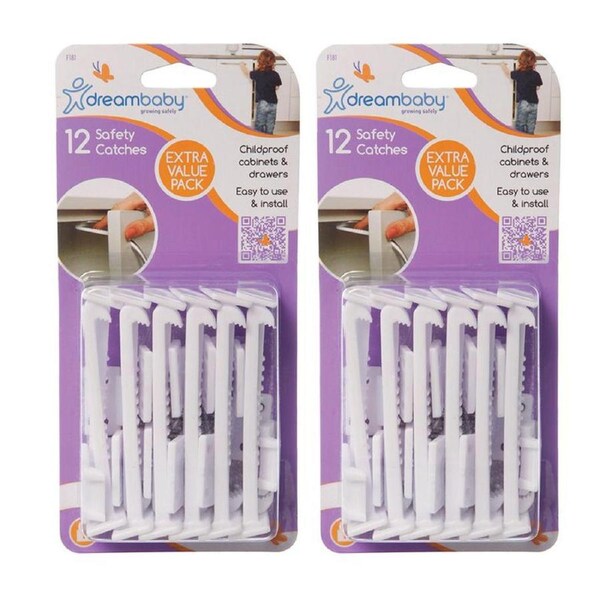 24pc Dreambaby Self-Locking Cabinet/Drawer Baby/Children Safety Catches White