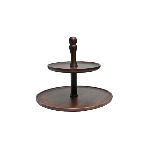 Classica St Clare Acacia 2 Tier Round Serving Tray 26/38cm