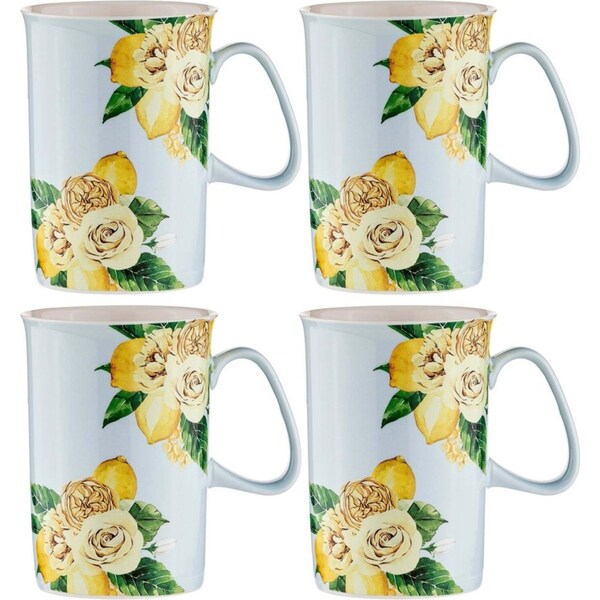 4pc Ashdene Citrus Blooms 350ml Tea/Coffee Drink Can Mug New Bone China Cup Set