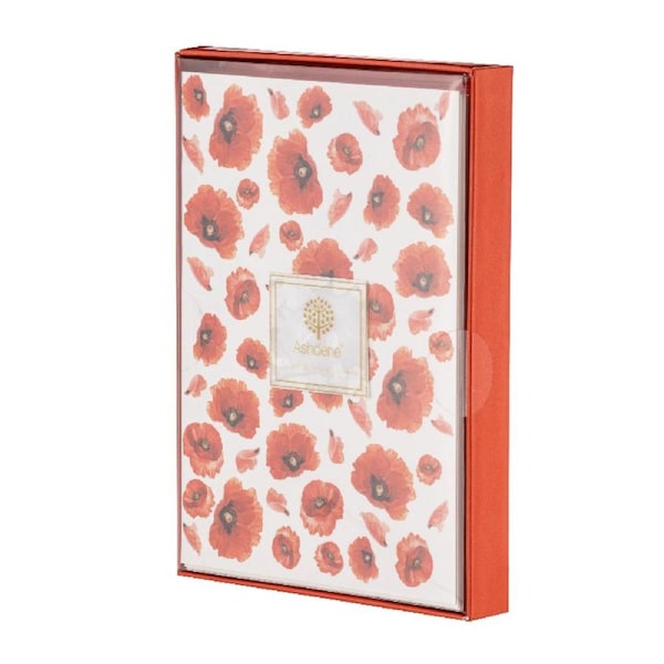 10pc Ashdene Red Poppies 14x19cm Blank Paper Gift Cards Floral w/ Envelopes