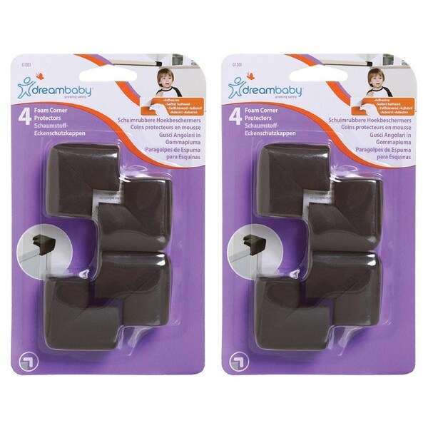 8x Dreambaby Baby Safety Foam Furniture Table Corner Edge Padded Bumpers Brown