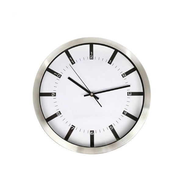 Modern Wall Clock Silent Non-Ticking Quartz Battery Operated Stainless Steel