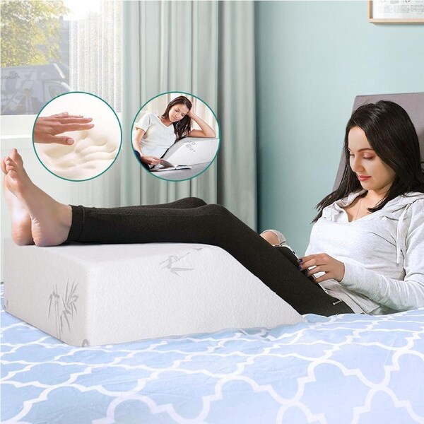 STARRY EUCALYPT Memory Foam Leg Elevation Pillow Wedge Back Rest Support Cushion Bamboo Cover