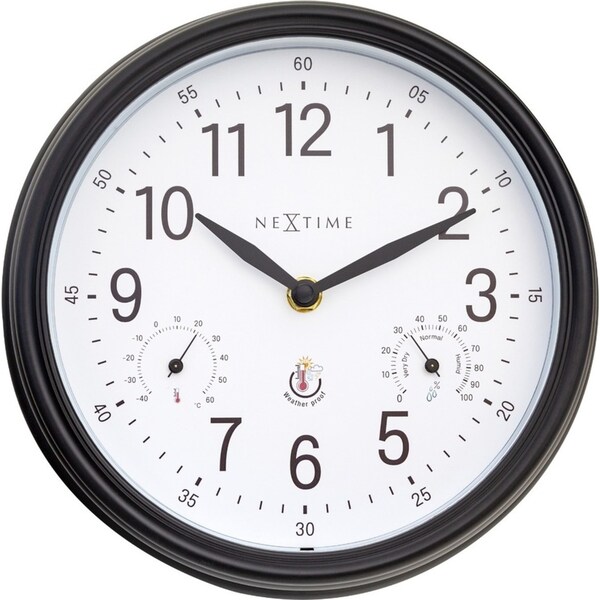 NeXtime Jasmine Weatherproof Outdoor 23.5cm Analogue Wall Clock Black/White