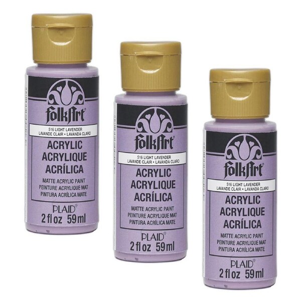 3x Plaid FolkArt Premium 59ml Light Lavender Craft Acrylic Paint Matt Finish