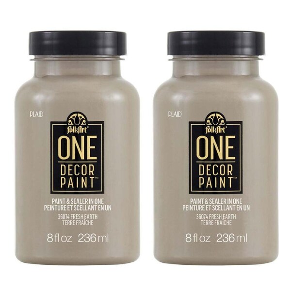 2x Plaid FolkArt Water-Based 236ml One Decor Paint Eggshell Finish Fresh Earth
