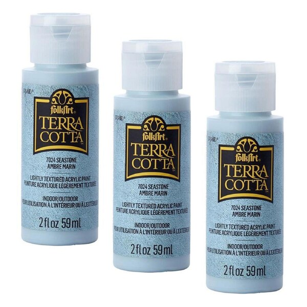 3x Plaid FolkArt Terra Cotta 59ml Acrylic Art Paint Sea Stone Textured Finish