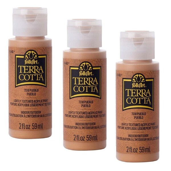 3x Plaid FolkArt Terra Cotta 59ml Acrylic Art/Craft Paint Pueblo Textured Finish