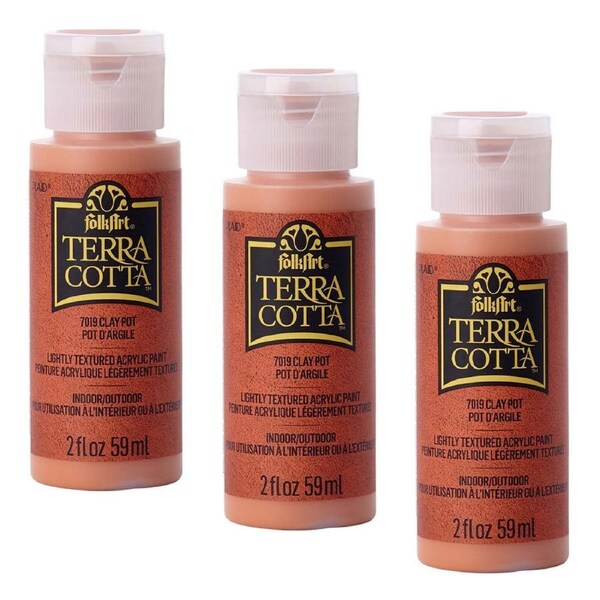 3x Plaid FolkArt Terra Cotta 59ml Acrylic Art Paint Clay Pot Textured Finish