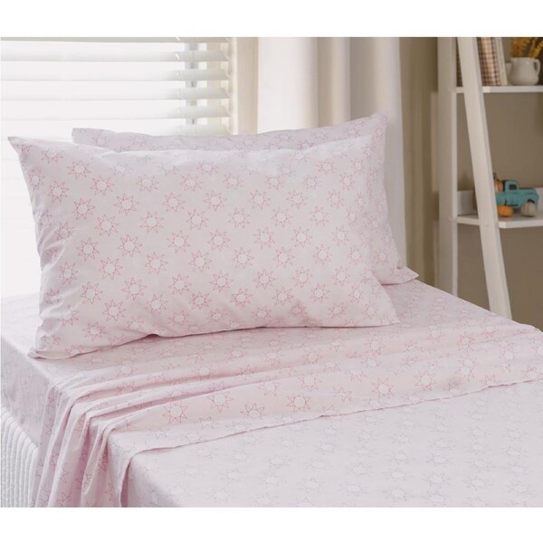 Jelly Bean Kids Suns Single Bed Sheet Set w/ Pillowcase Home Bedding Cover Pink