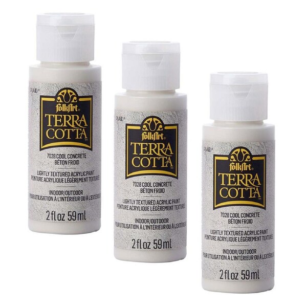 3x Plaid FolkArt Terra Cotta 59ml Acrylic Paint Cool Concrete Textured Finish