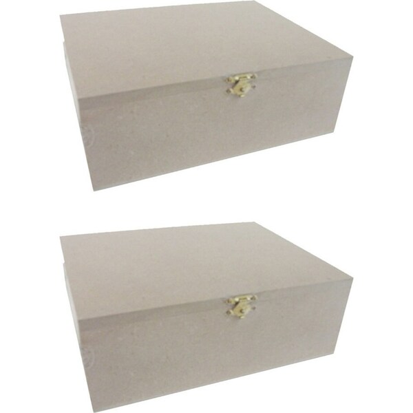 2x Boyle Craftwood 20x18cm Art/Craft Wooden Storage Box Organiser w/ Catch Large