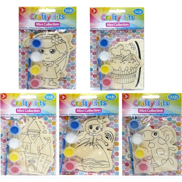 5x Crafty Mini's Plywood Shaped Paint Kit Pink Pack Kids Art/Craft 3y+ Assorted