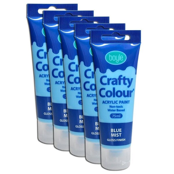 5x Crafty Colour Art/Craft 75ml Non-Toxic Acrylic Paint Tube Gloss Finish