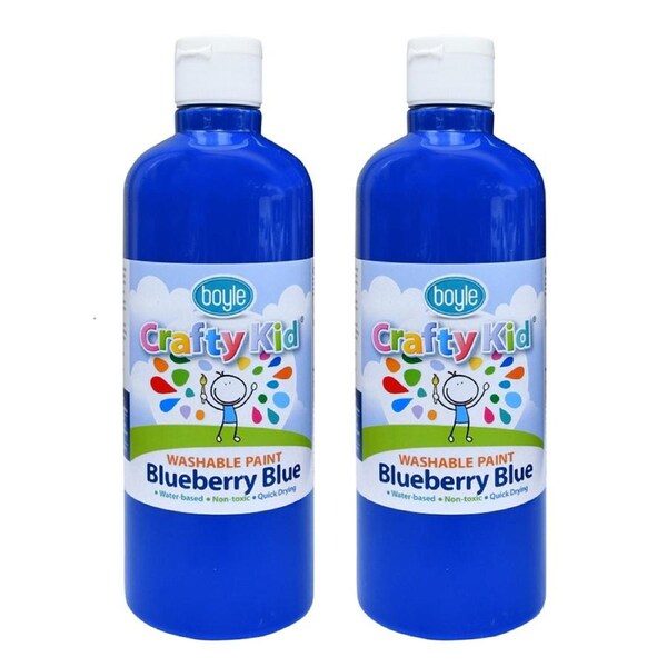 2x Boyle Crafty Kids 500ml Washable Non-Toxic Arts Colour Paint Blueberry Blue