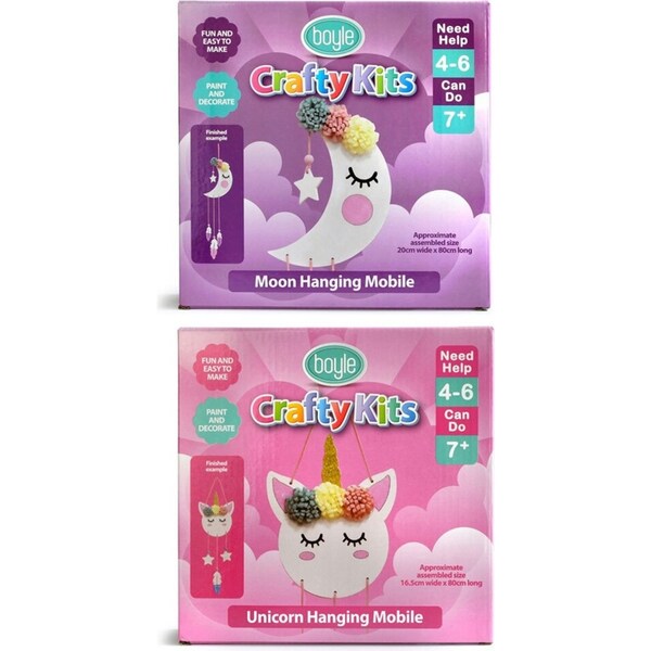 2x Crafty Kits Hanging Mobile DIY Paint Kit Arts/Craft Activity Kids 4+ Assorted