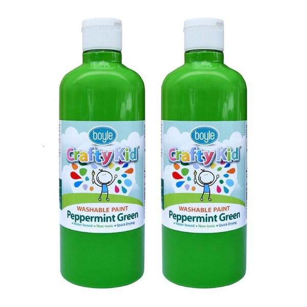 2x Boyle Crafty Kids 500ml Washable Non-Toxic Arts Colour Paint Peppermint Green