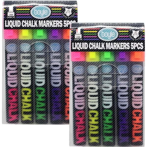 2x 5pc Boyle Kids/Child Liquid Chalk Writing/Drawing Craft Markers Fluorescent
