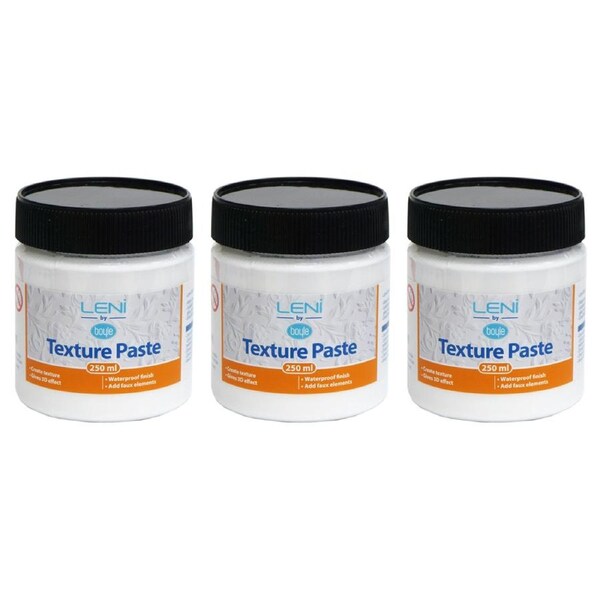 3x Boyle Leni Non-Toxic Waterproof 250ml Texture Paste For 3D Effect/Faux Finish