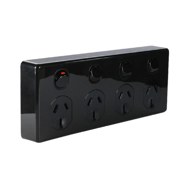 Clipsal Classic C2015D4-BK - Quad Gang power point 10 Amp - Black