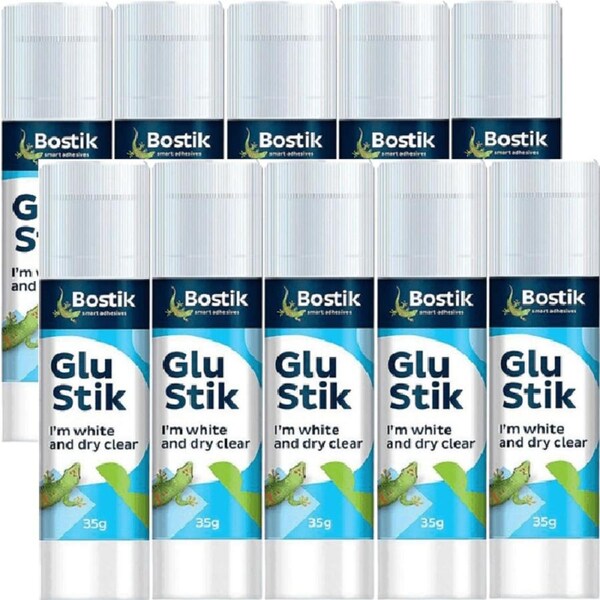 10 Pack Bostik Glue Sticks Clear 35g Glue White Dries Clear