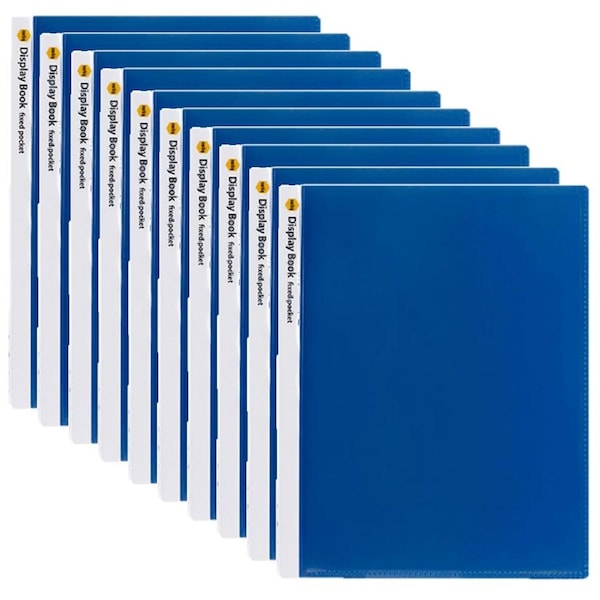 10 Pack Marbig Non-Refillable Display Book Insert Cover A4 Blue 40 Pages