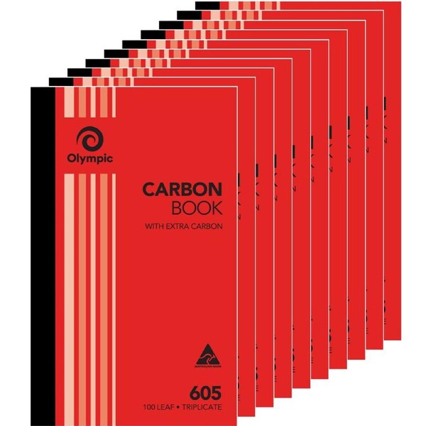 10 Pack Olympic 605 Triplicate Carbon Book 100 Leaf Bulk