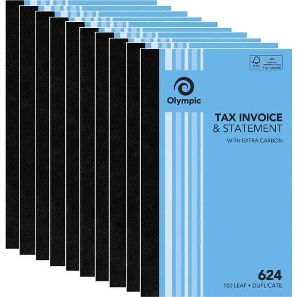10 Pack Olympic 624 Duplicate Tax Invoice & Statement Book Bulk