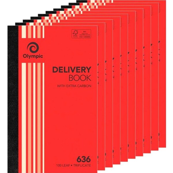 10 Pack Olympic 636 Carbon Triplicate Delivery Book 100 Leaf Bulk