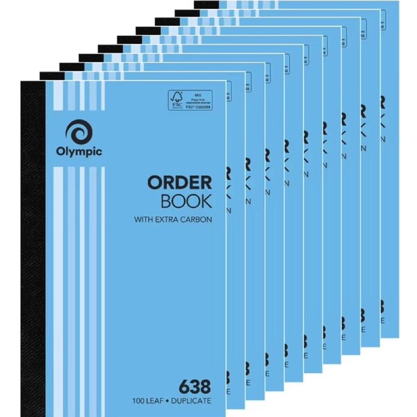 10 Pack Olympic 638 Duplicate Order Book Carbon 100 Leaf Bulk