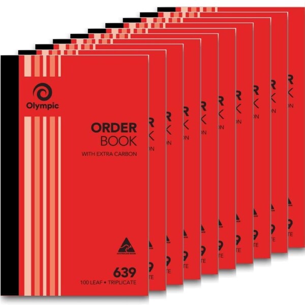 10 Pack Olympic 639 Triplicate Order Book Carbon 100 Leaf Bulk