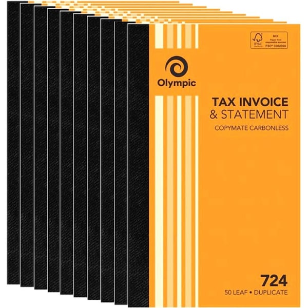 10 Pack Olympic 724 Tax Invoice Statement Carbonless Duplicate 140870 Bulk