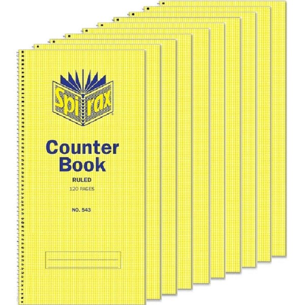Spirax 543 Counter Book Spiral Bound Feint Ruled 120 Page 297x135mm 10 Pack