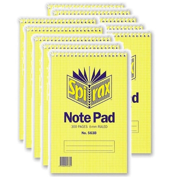 Spirax 563B Reporters Notebook Spiral Bound Top Open 300 Page 200x127mm 10 Pack