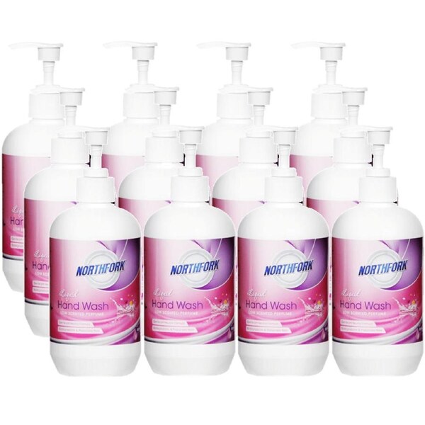 12 Pack Northfork Liquid Handwash Hand Wash 500mL Pink Pump Bottle