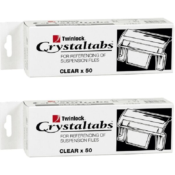 2 Pack Crystalfile Tabs Clear Rectangle Box 50
