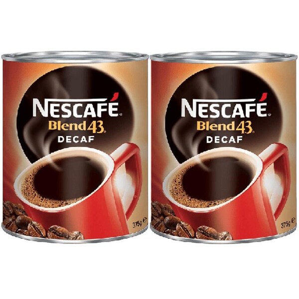 2 Pack Nescafe Blend 43 Decaf Instant Coffee 375g Decaffinated