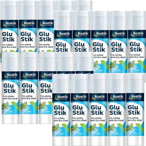 20 Pack Bostik Glue Sticks Clear 35g Glue White Dries Clear