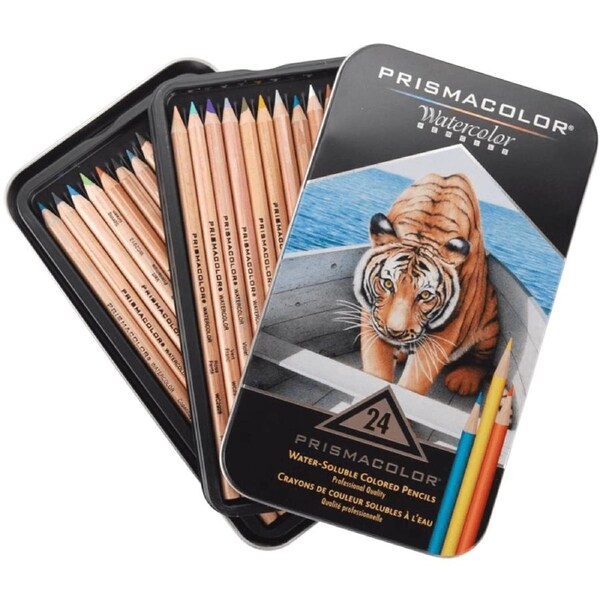24x Prismacolor Watercolour Colour Pencils Tin