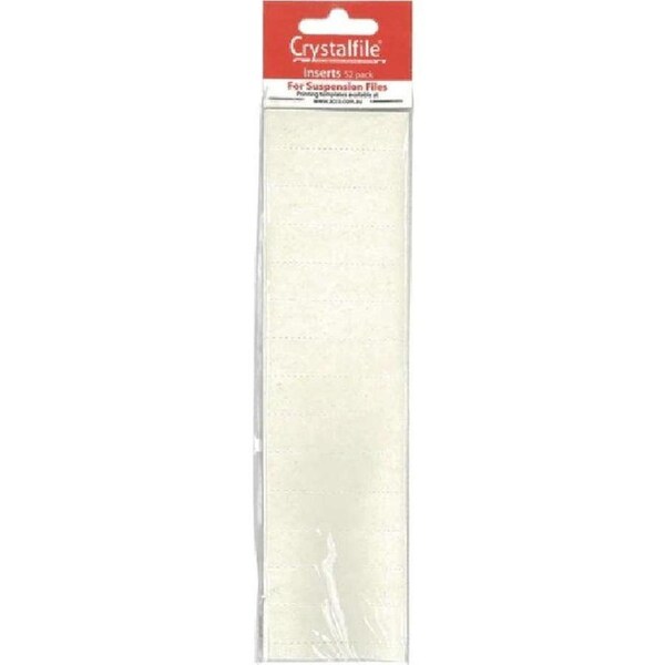 25 Packs Crystalfile Rectangular Inserts Blank White Pack 52