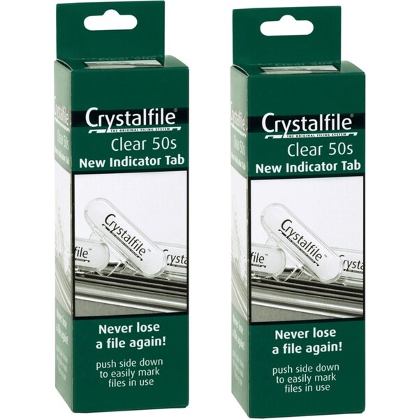 2x Crystalfile Indicator Tabs Clear Box 50
